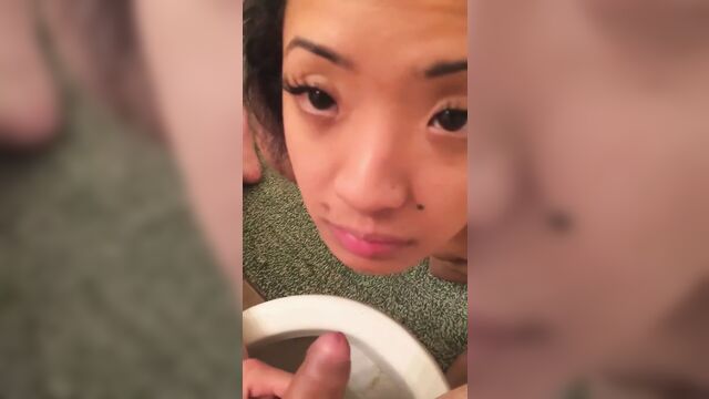 Asian sub passed around sucking dick