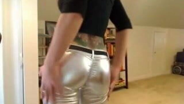 Girl in silver leggings