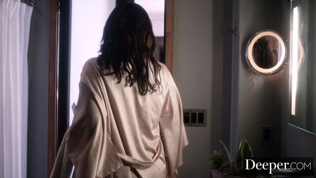 Deeper. Sexy Halle can't resist her ex-boyfriend's hard cock