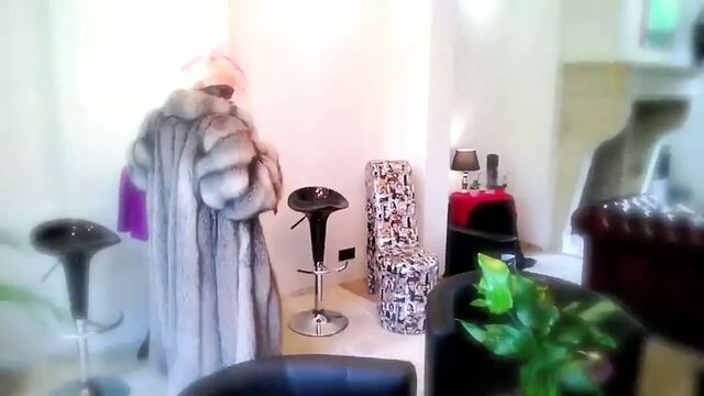 Fetish Smoking in Stockings Garter Belt high Heels & furs