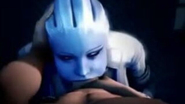 Mass Effect Liara Deepthroat blowjob