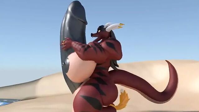 Renamon futanari & a futa dragoness – cum inflation & growth