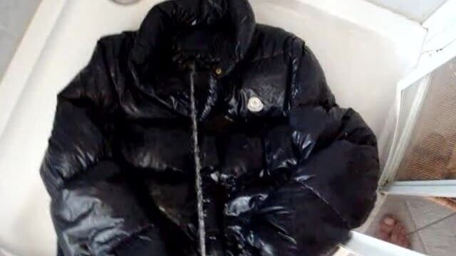 Piss on shiny moncler down jacket